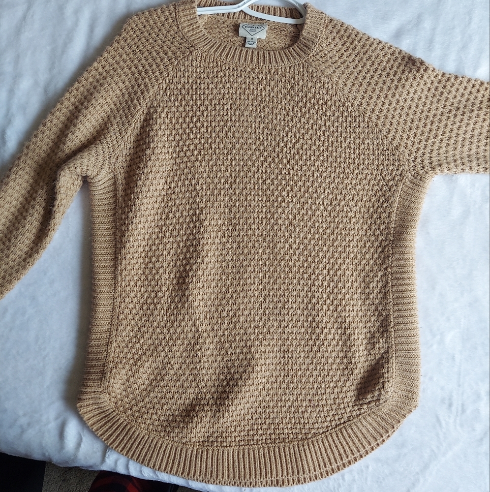St. John's Bay Tan Crew Neck Sweater with Textured Knit